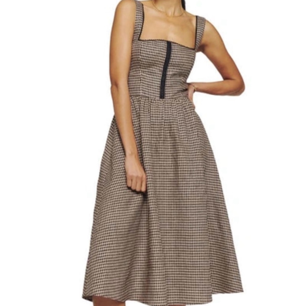 Reformation Tagliatelle Linen Dress in Tartine Check